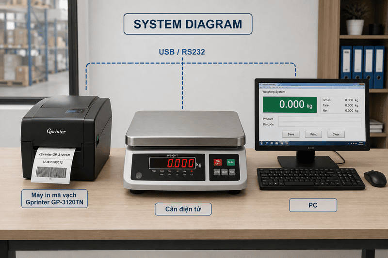 Mo Hinh May In Nhiet Ma Vach Gprinter Gp 3120tn Pc Can Dien Tu Hoasenvang 1