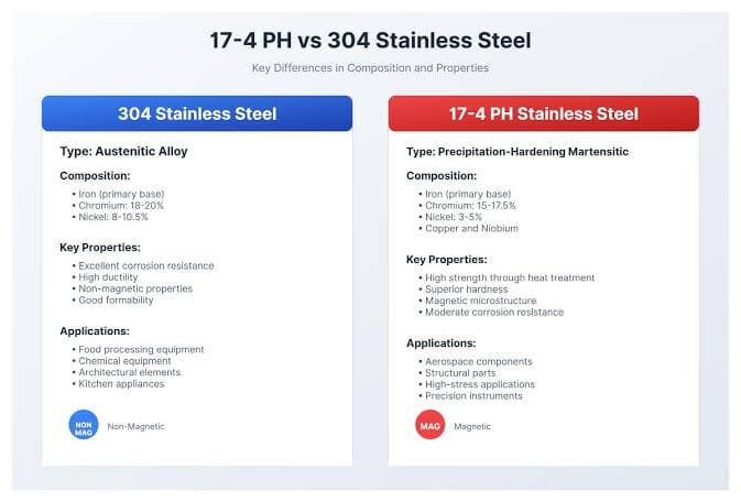 17-4 PH Stainless Steel VS 304 Technical Comparison of Stainless Steel Materials